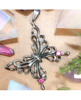 Butterfly pendant with pink...
