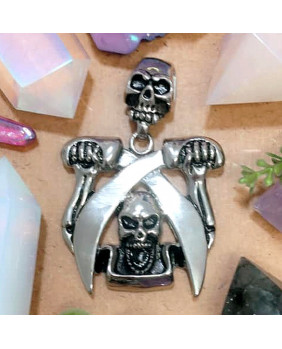 Biker skeleton pendant with...