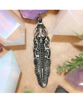 Feather pendant with skull...