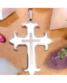 Silver mirror cross pendant