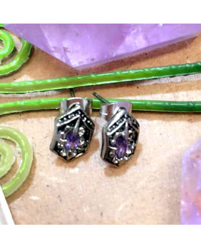 Boucles d'oreilles victorienne pierre violette