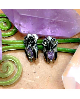 Boucles d'oreilles gothique victorienne pierre violette