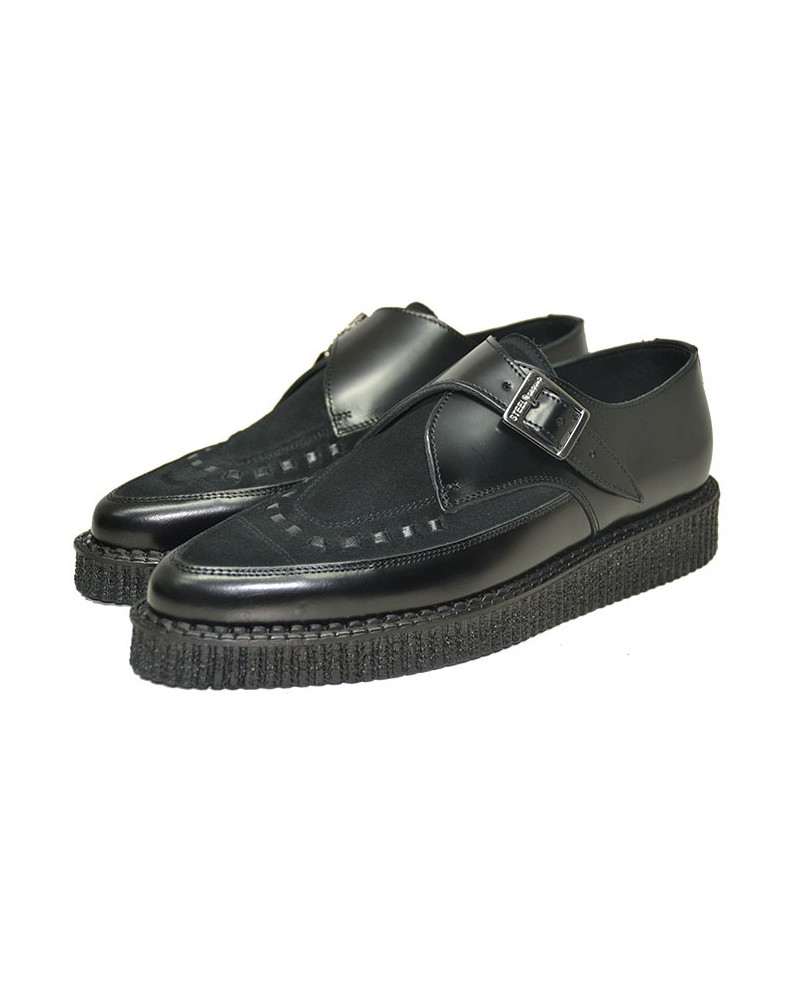 Pointy creepers black de leather and suede Steelground