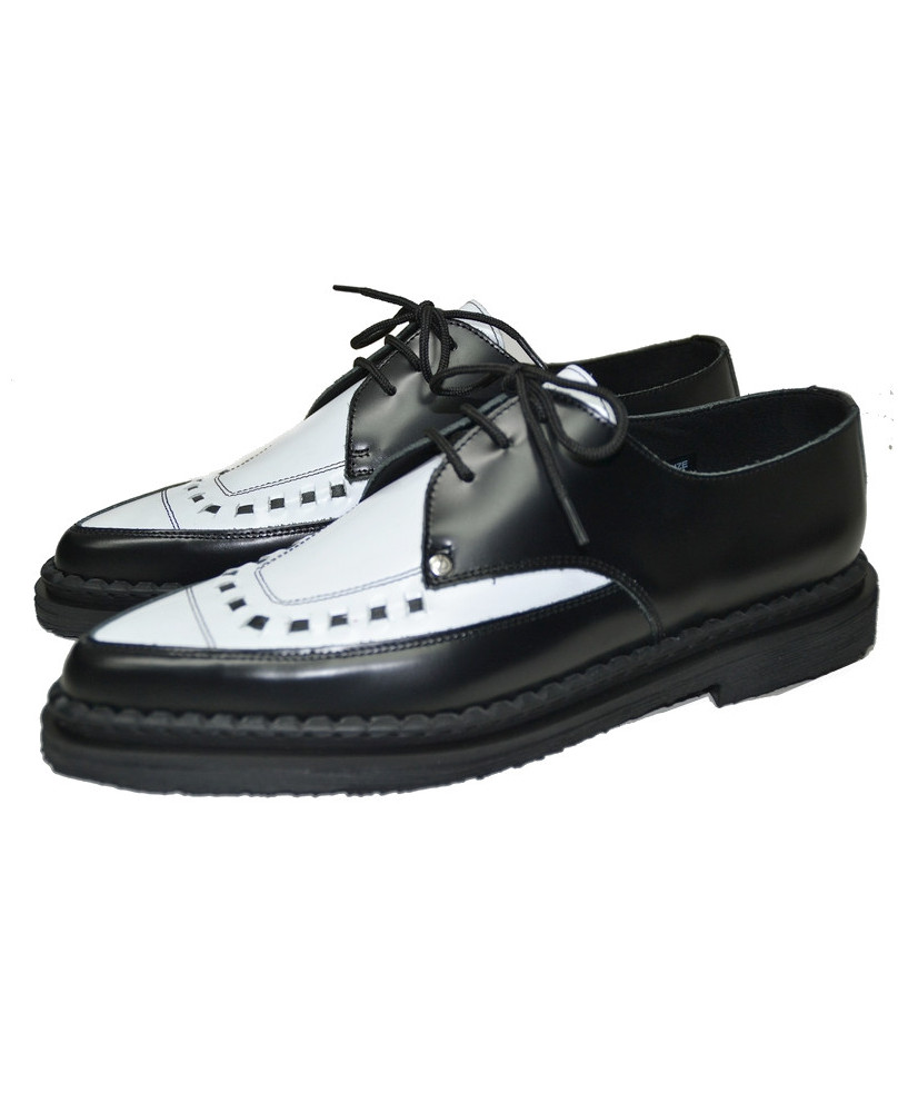Pointy creepers black and white de leather Steelground
