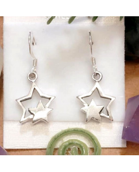 Star earrings, silver