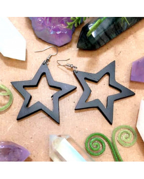 Wooden star earrings