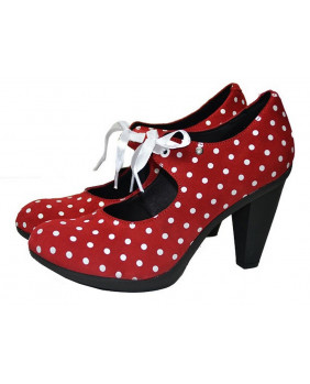 Pumps red with white dots a...