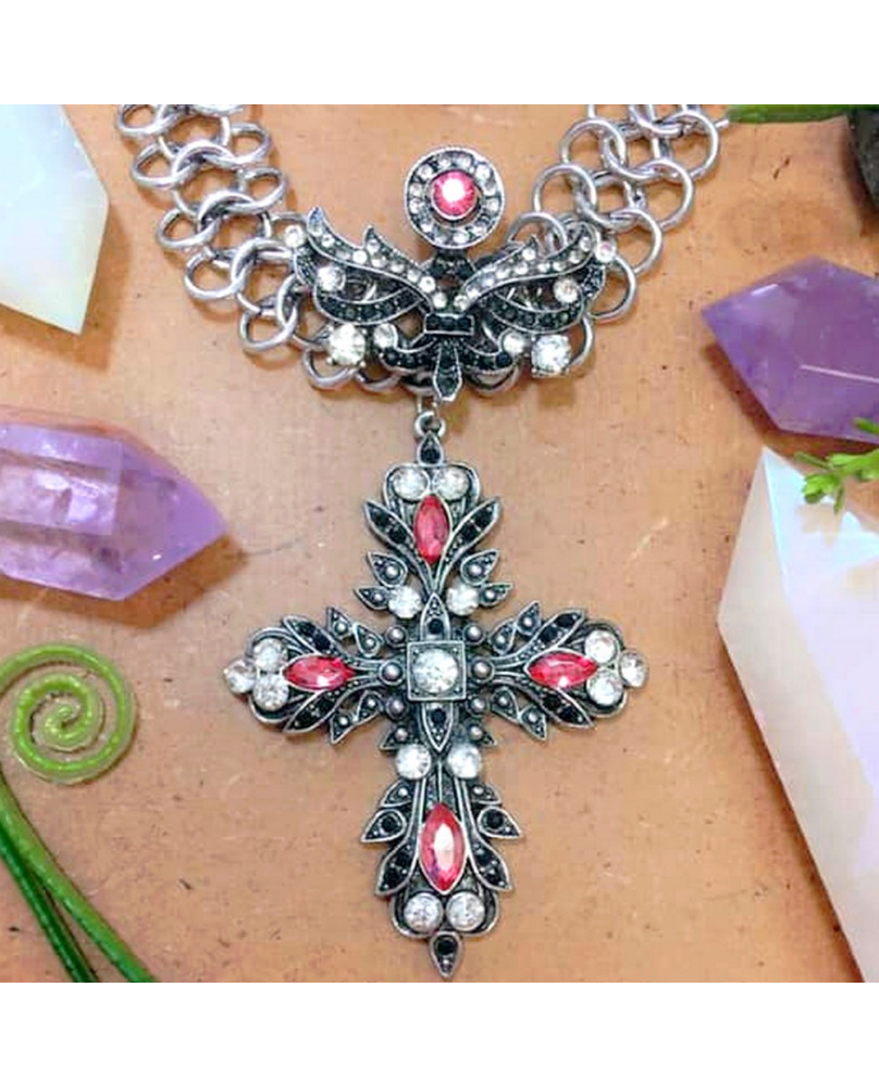 Collier pendentif croix gothique romantique
