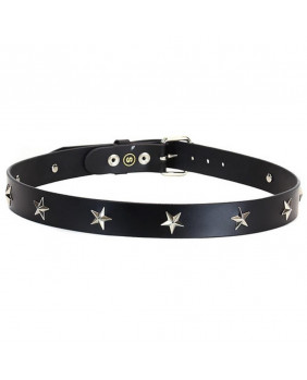 Black leather belt with stars