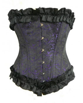 Black / purple brocade corset