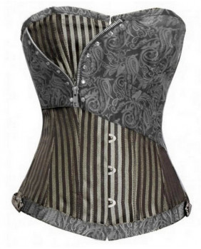 Gray striped jacquard corset