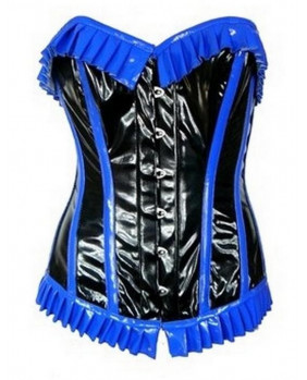 Blue cyber goth vinyl corset