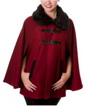 Cape coat in red wool