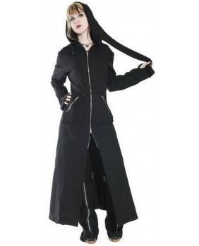 Black coat with pixie hood