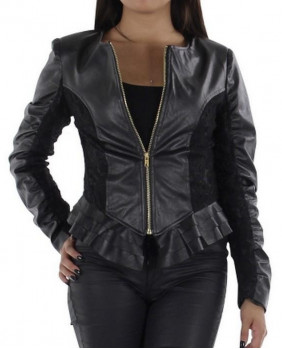 Leather and lace look jacket