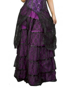 Falda larga de algodón púrpura
