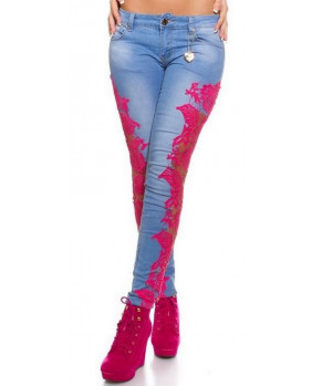 Jeans with pink trims