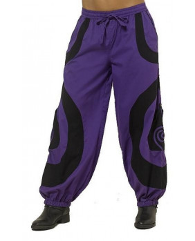 Pantalon aladin violet et noir