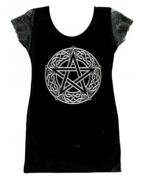 Black Wiccan Pentagram Tee...