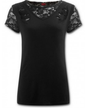 Lacerated t-shirt with lace