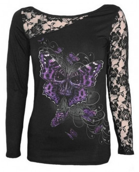 Gothic Butterfly Skull Top