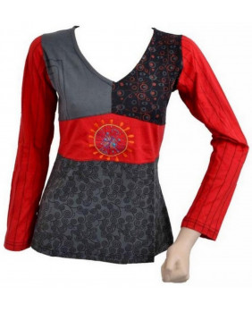 Red and gray ethnic t-shirt...
