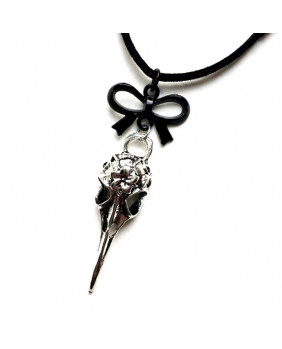 Raven skull pendant with...