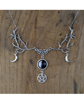Collier gothic witchy lune et pentacle