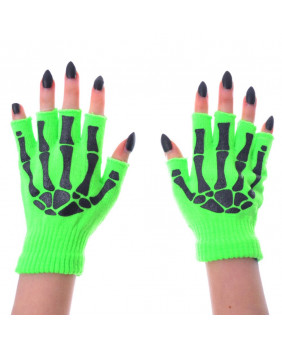 Skeleton hand green mitten