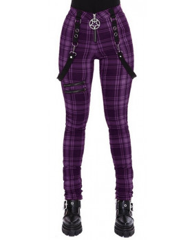 Purple plaid leggings with...