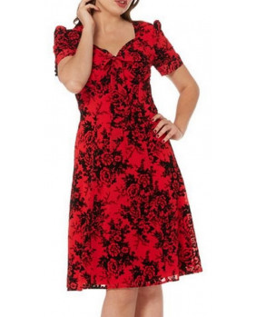Red and black floral dress