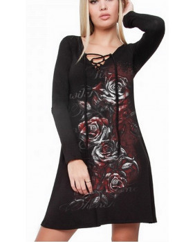 Gothic short dress with roses