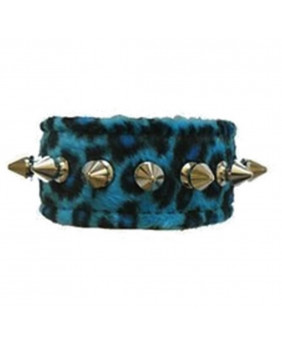 Bracelet Punk léopard bleu