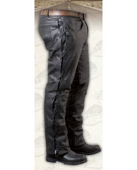 Black cowhide trousers with...