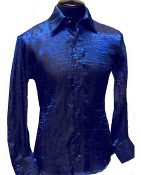 Camisa gótica azul metalizado