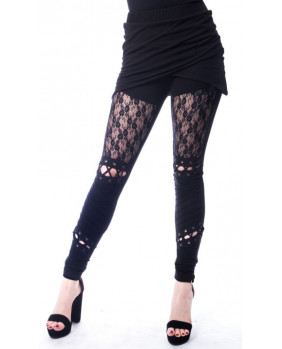 Black lace leggings with skirt - Myth