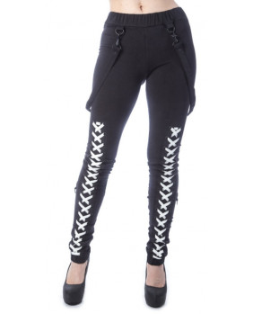 Black leggings with white laces and straps - Kalma