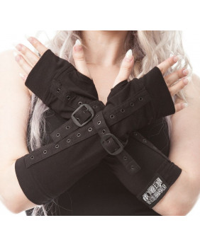 Black mitten with eyelets and straps Line