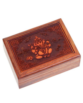 Boîte à tarots en bois de rose Ganesh