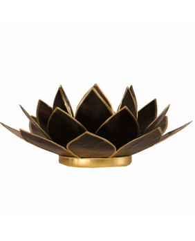 Porte-bougie lotus noir & or