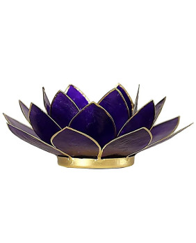 Porte-bougie Lotus violet & or