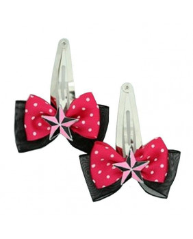 Pink and black star hair clip
