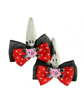 Bow hair clip with pink and...