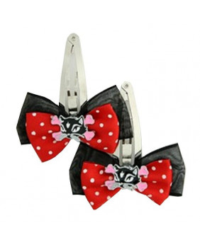 Black and red bow hair clip