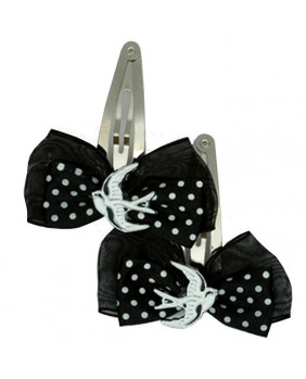 Black hair clip with white...