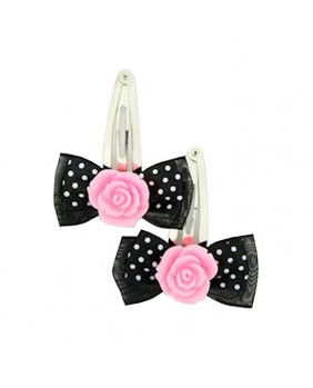 Black rose flower hair clip