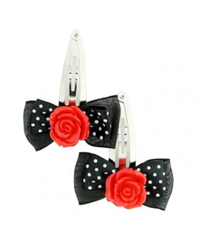 Black hair clip with red...