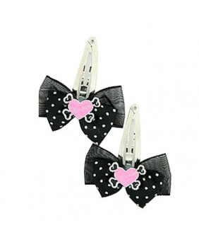 Black hair clips with pink...