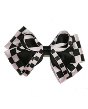 Pink and black hair bow