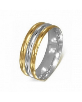 Silver and gold hoops ring